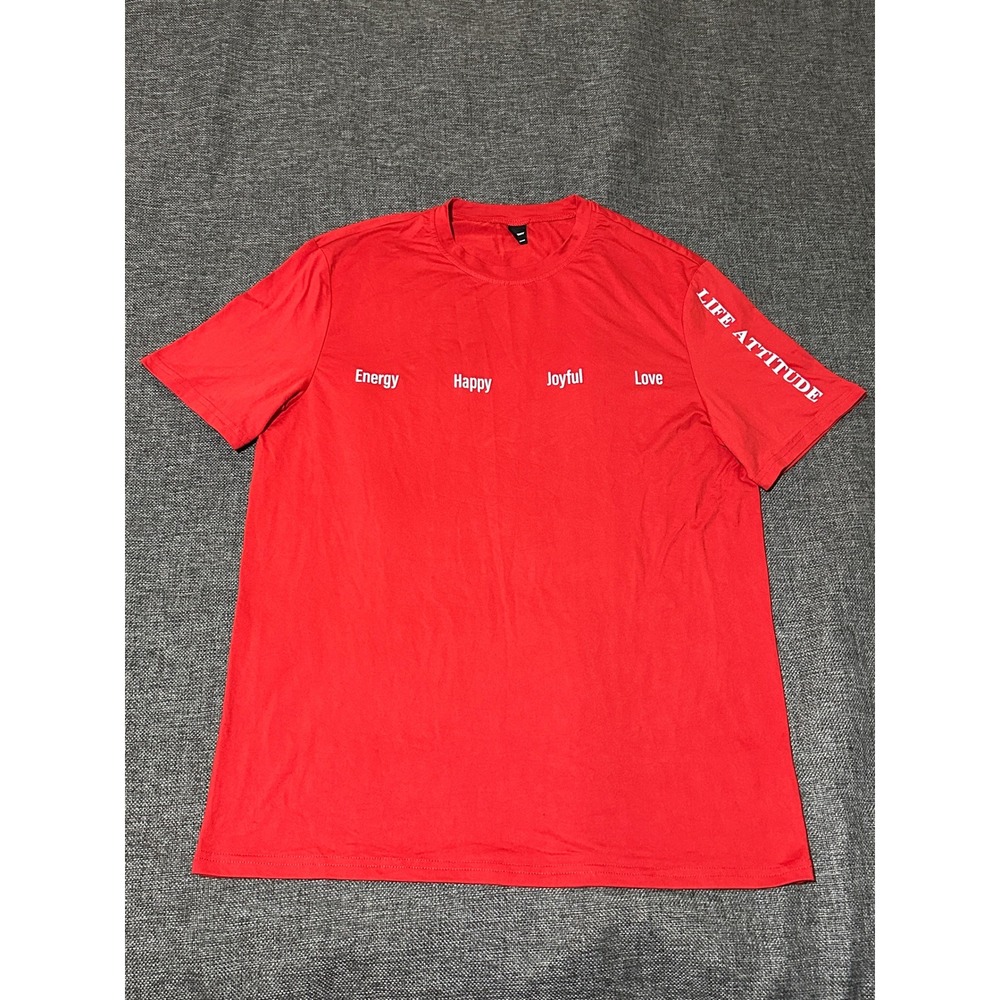 Manfinity Men's Large T-Shirt Red Graphic‎ Life Attitude